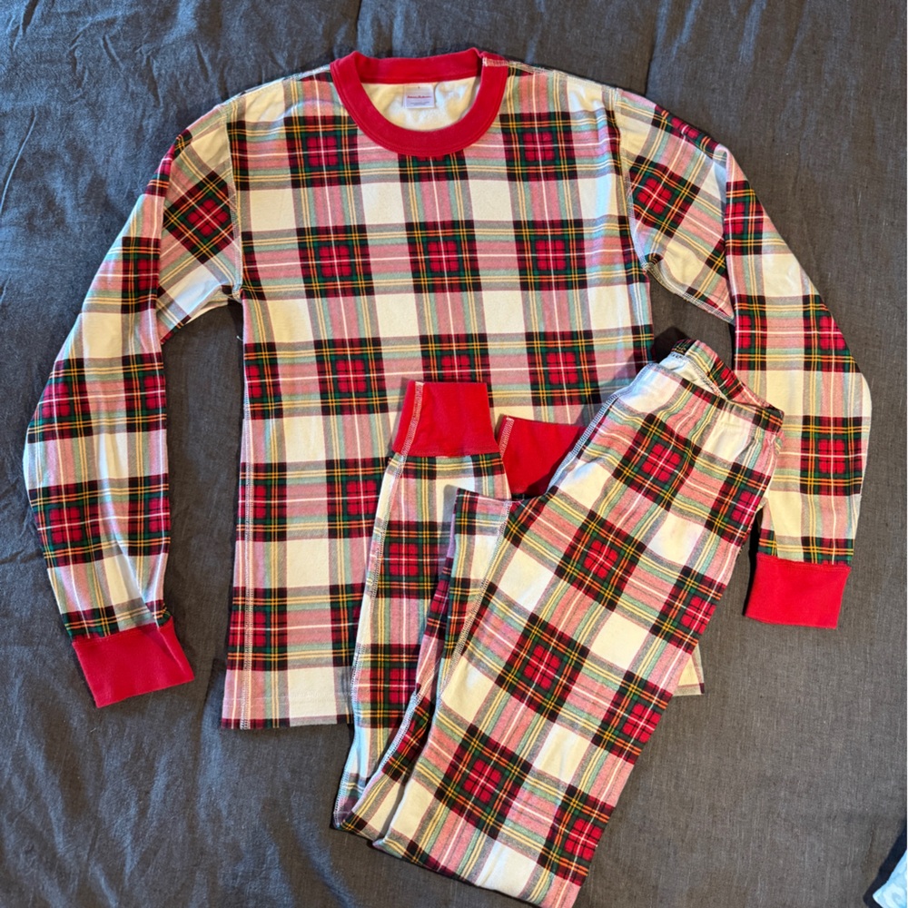 Hanna Andersson Holiday Plaid LONGJOHN pajama set, size Mens SMALL